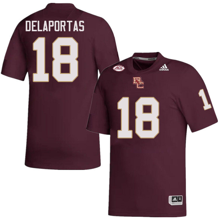 Boston College Eagles #18 Peter Delaportas College Football Jerseys Stitched-Maroon